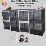 50cm X 200cm Yükseklik 100cm Kedi, Tavşan, Ginepig, Tavuk Tabanı Dolu Üstü Kapalı 2 Katlı Çit - Kafes