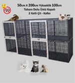 50cm X 200cm Yükseklik 100cm Kedi, Tavşan, Ginepig, Tavuk Tabanı Dolu Üstü Kapalı 2 Katlı Çit - Kafes