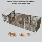 32cm X 32cm X 42cm Uyku Odası ve Bahçesi İle Ginepig, Hamster, Civciv Oyun Alanlı Kafesi Ahşap Plastiktir
