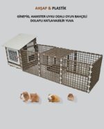 32cm X 32cm X 42cm Uyku Odası ve Bahçesi İle Ginepig, Hamster, Civciv Oyun Alanlı Kafesi Ahşap Plastiktir