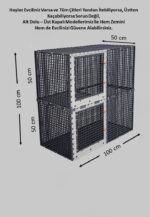 50cm X 100cm Yükseklik 50cm+50cm=100cm  Tabanı Dolu Üstü Kapalı  Kedi, Tavşan, Ginepig, Tavuk Çit ve Kafesi - Görsel 2