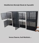 50cm X 200cm Yükseklik 100cm Kedi, Tavşan, Ginepig, Tavuk Tabanı Dolu Üstü Kapalı 2 Katlı Çit - Kafes - Görsel 4