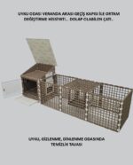 32cm X 32cm X 42cm Uyku Odası ve Bahçesi İle Ginepig, Hamster, Civciv Oyun Alanlı Kafesi Ahşap Plastiktir - Görsel 3