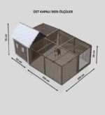 52cm X 104cm Yükseklik 52cm, Çatılı Bölüm Yükseklik 75cm,Ahşap&Plastik Karışımı, Köpek, Kedi, Tavşan, Ginepig,  Hamster, Civciv Ev, Yuva, Kafesi ve Bahçesi. - Görsel 2