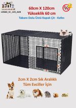 60X120X Yükseklik 60cm Tüm Evcillere Uygun 2cmx 2cm Aralıklı ÖLÇÜ ve RENK Seçenekli Kafes LGN60_SC120_AUK - Görsel 2