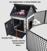52cm X 52cm Yükseklik 75cm, Temizlik Tavalı, Küçük Irk Köpek, Kedi, Tavşan, Ginepig,  Hamster, Civciv Ev, Yuva, Kafesi ve Bahçesi. - Görsel 6
