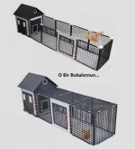 52cm X 52cm Yükseklik 75cm, Temizlik Tavalı, Küçük Irk Köpek, Kedi, Tavşan, Ginepig,  Hamster, Civciv Ev, Yuva, Kafesi ve Bahçesi. - Görsel 5