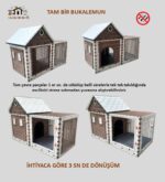 52cm X 104cm Yükseklik 52cm, Çatılı Bölüm Yükseklik 75cm,Ahşap&Plastik Karışımı, Köpek, Kedi, Tavşan, Ginepig,  Hamster, Civciv Ev, Yuva, Kafesi ve Bahçesi. - Görsel 7