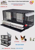 62cm X 124cm X 62cm Yumurta Eğimli Tavuk, Sülün, Yarka, Bantam, Güvercin, Keklik Kafesi LGN60120_TVE_SD