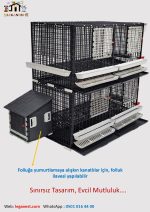 62cm X 124cm X 62cm Yumurta Eğimli Tavuk, Sülün, Yarka, Bantam, Güvercin, Keklik Kafesi LGN60120_TVE_SD - Görsel 11
