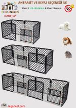 60cm X 120cm X Yükseklik 60cm Katlanabilir Köpek, Kedi, Tavşan 4,5cmx 4,5cm Aralıklı Çit, Kafes (LGN60_SCY)