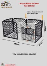 60cm X 120cm X Yükseklik 60cm Katlanabilir Köpek, Kedi, Tavşan 4,5cmx 4,5cm Aralıklı Çit, Kafes (LGN60_SCY) - Görsel 2
